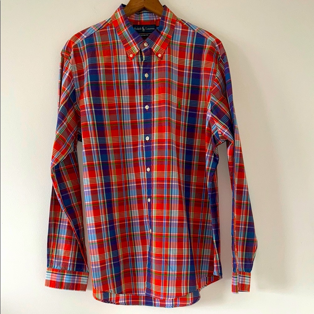 Ralph Lauren Custom‎ Fit Plaid Casual Button Down Dress Shirt Size XL - Picture 2 of 8